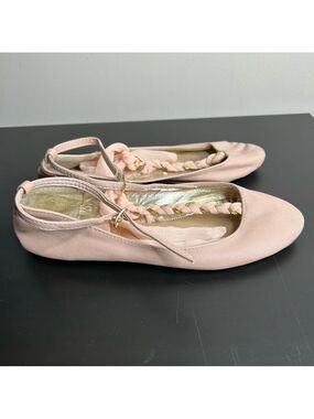 Bold in Ballerina Pink Ballet Flats Ankle Ribbon Wrap Size 5